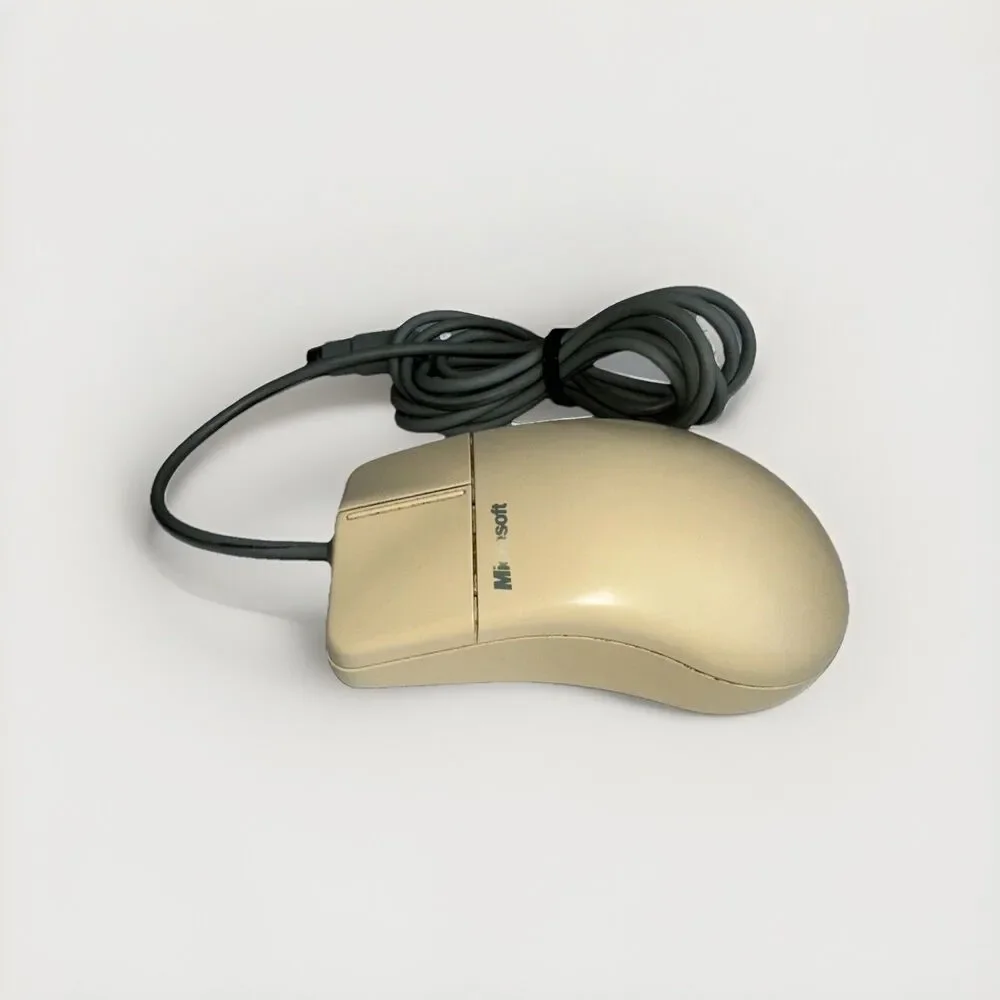 Vintage Microsoft Mouse Port Compatible Mouse 2.0 Serial DB9 Beige